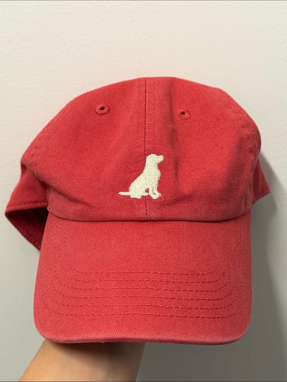 Life Is Good Red Cap with Dog Embroidery